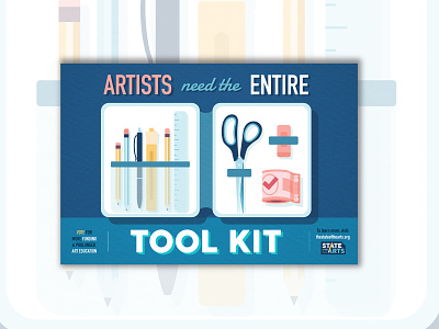 Artists Need the Entire Tool Kit art education art funding art supplies branding campaign check mark color hot topic illustration illustrator line money pencil box politics poster poster series tools vector vote