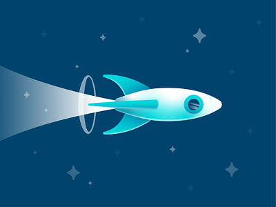 Rocket blues color gradient illustration illustrator rocket rocketship space spaceship stars vector