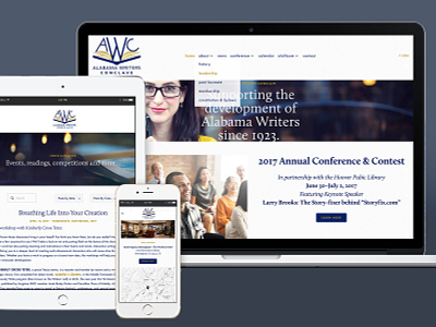 Alabama Writers Conclave Website art direction creative direction graphic design responsive design uiux ux design web design website design
