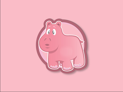 Pink Hippo hippopotamus illustration logo vector