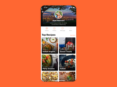 Daily UI 006 - User Profile app cooking cooking app dailyui design mobile profile recipe recipes ui user userprofile ux visual design