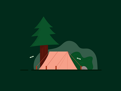 Campsite Illustration camping campsite concept forest illustration nature pnw tent vector visual design woods