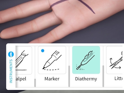 Touch Surgery 3D: Instrument Tray 3d discrete game icon menu realtime simulation surgery typography ui