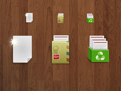 Text Icons mail new recycle skeuomorphic