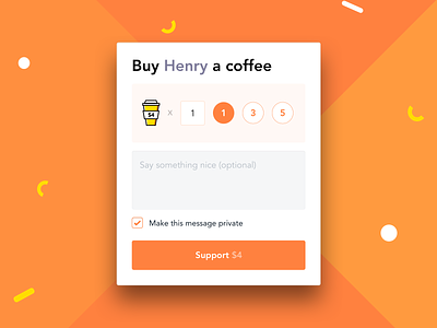 Payment Widget - Buy Me A Coffee buymeacoffee colors design minimal modal payment payment form product design typogaphy ui ux website
