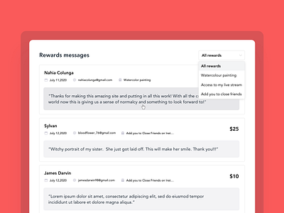 Rewards messages ✨ 100daychallenge dashboard dashboard ui design dropdown product design ui ux vector web