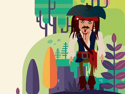 Mr Jack Sparrow flat illustration pirate vector
