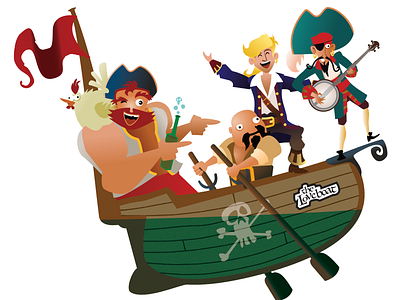 Jolly pirates illustration monkeyisland pirate pirate ship vector