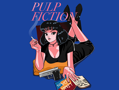 Pulp Fiction book design girl illustration movie people vector 插画