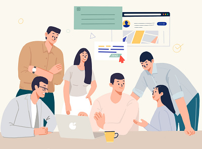 Communicate attend a meeting attend a meeting banner communicate girl illustrations meet people ui 插画