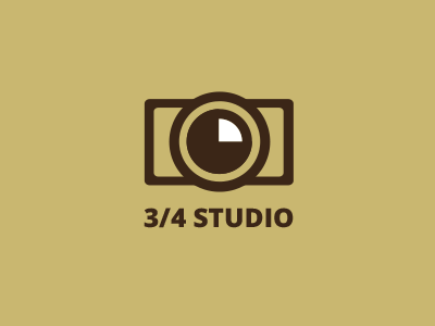 logo for three quarters photo studio blink brown camera icon lens likedesign logo vintage