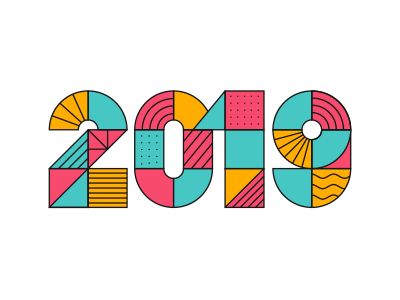 2019 Typography 2019 digits geometric new year typography