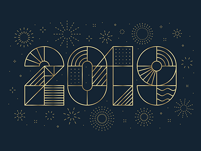 2019 greeting card fireworks happy new year 2019