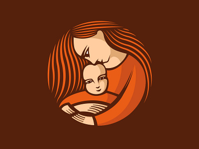 mother with a child child hair hug illustration logo love maternity mother