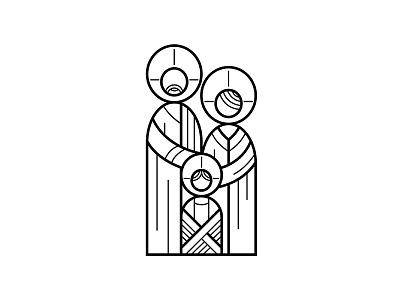holy family, nativity christmas christmas card flat design geometric holy family icon logo nativity stroke icons vector