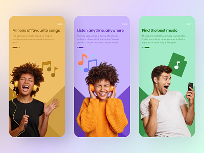 Music App Onboarding Screens app design music ui