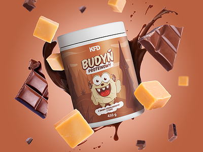 Protein pudding chocolate funny graphic illustration kfd label monster monsters nutrition package pudding toffee