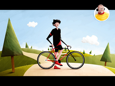 Road Bike bike character game illustration landscape moustache