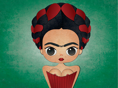 Frida Kahlo character erotic eyebrows famous frida kahlo illustration painter portrait shadows textures