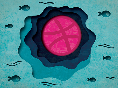 in the background of dribbble abstract animal background balloon design dribbble fish illustration illustrator landscape logo sea shadows texture waves