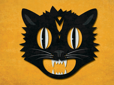 Furious cat abstract animal design face friendly happy illustration shadows texture