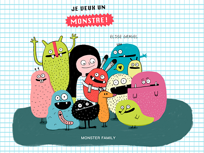 Monster family art illustration