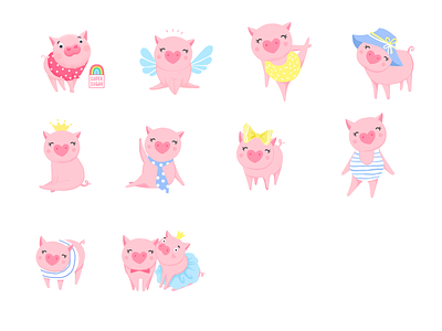 可爱小粉猪 art illustration pig