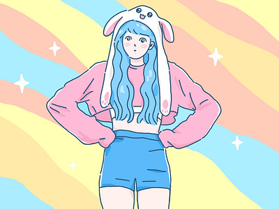 Rabbit girl art girl illustration