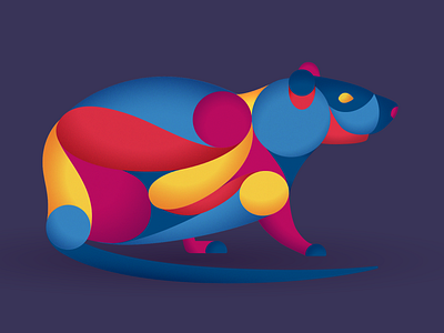 Con chuột 🐀 grain grain texture illustrator rat vibrant colors