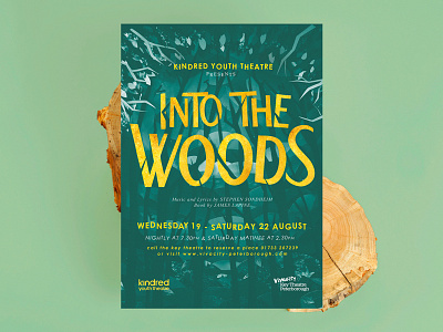 Into The Woods - Theatre Poster collage cut gold illustration musical paper poster stage theatre trees