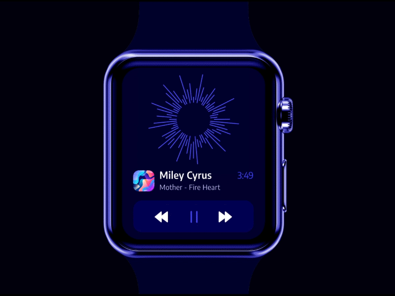 Apple Watch — Music Player after effect animated gif animation app app design apple watch design gif interface ios ios app ui ux vector