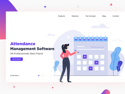 Attendence Managemnet app design flat illustration landing page minimal ui ui design ui ux design ux vector web website