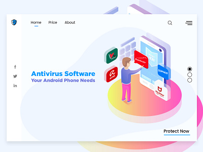 Antivirus Landing Page app icon illustration landing page ui ui ux design ux vector web website