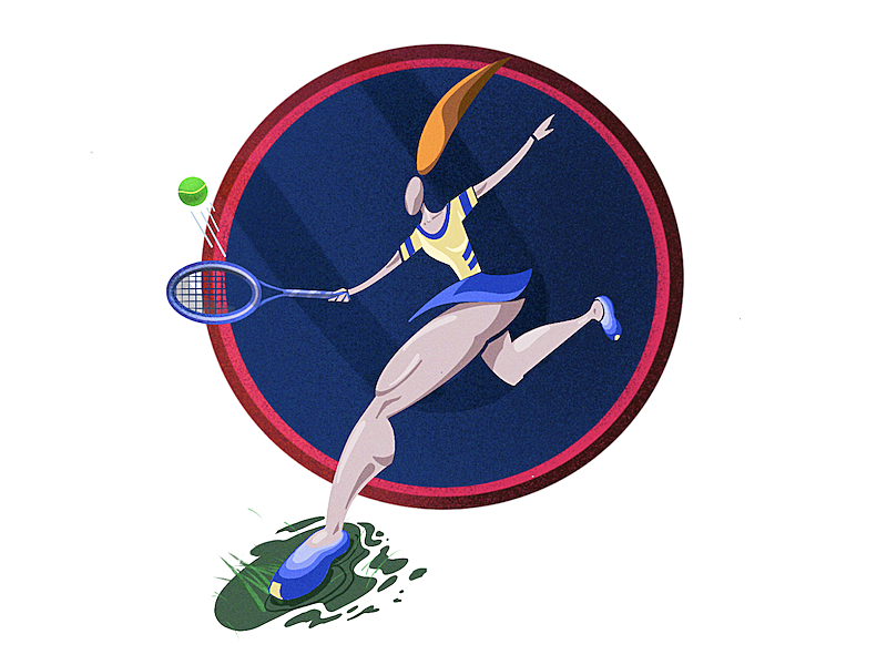 World Cup of tennis fireart emotion character vector tennis sport muscles illustration girl flat digital body ball anatomy