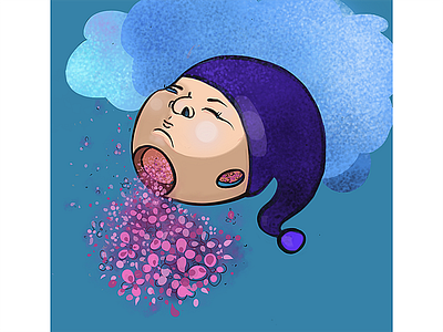 What do U see in your dreams?! baby digital art dream flat flowers illustration japan japanese man procreate sakura sky vector