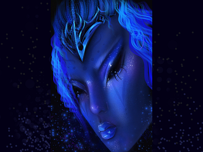 Nebula blue character crown digital dots eyes face game glam glow makeup marvel nebula neon person portrait spider ufo vector