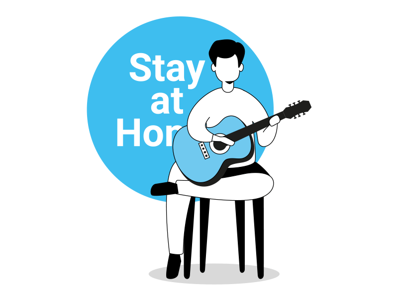 Stay Home with Guitar 2.5d adobe after effect animation animation 2d animation after effects art gif gif animation html5 illustration animation jason lottie lottiefiles vector animation