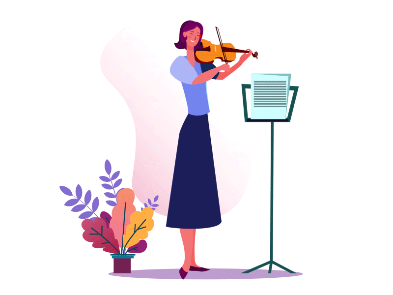 Woman playing violin 2.5d adobe after effect ae aep animated gif animation animation after effects art design gif animation gifs illustration illustration animation lottie lottiefiles music