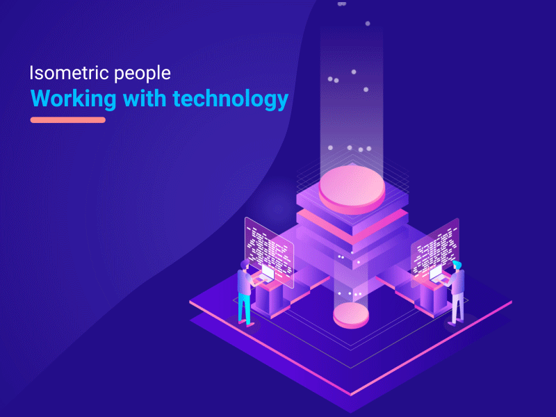 Isometric People working with technology 2.5d adobe after effect animation animation 2d animation after effects gif gif animation gifs html5 illustration animation isometric isometric art isometric design isometric illustration lottie lottiefiles svg animation