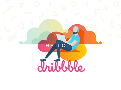 Hello Dribbble! cloud design first shot hello hello dribbble illustration vector