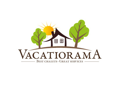 Vacatiorama Logo Design brown clean concept design font green logo serif tree type wood