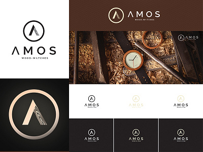 Amos - Wood Watches Logo Design accessories e shop logo minimal pixel shop style texture wood wood shop