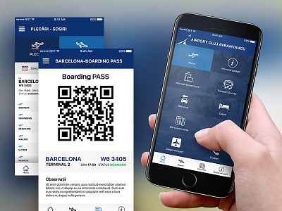 Cluj - International Airport Mobile App airport app boarding grid ios menu mobile pass takeoff