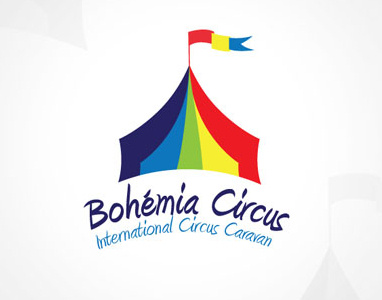 Bohémia circus logo blue circus clean color logo simple template