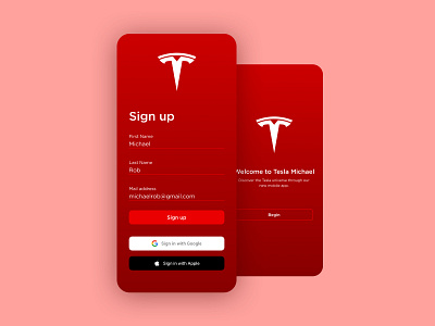 Tesla concept app app application concept dailyui dailyui 001 design register signup ui uidesign