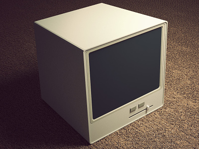 First render 3d computer retro