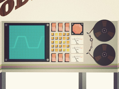 Machine Dribbble computer retro vector