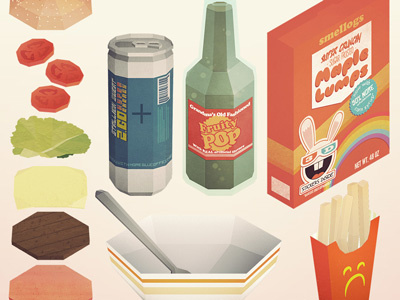 Food, Glorious Food animation illustration polygon vector