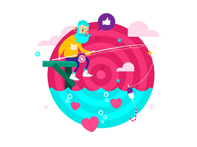 Fishing on Dribbble art charaсter design fishing illustraton web