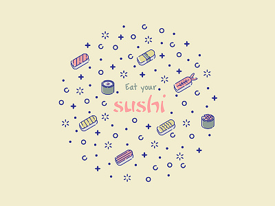 Eat Your Sushi flat design illustration illustrator san diego sushi vector